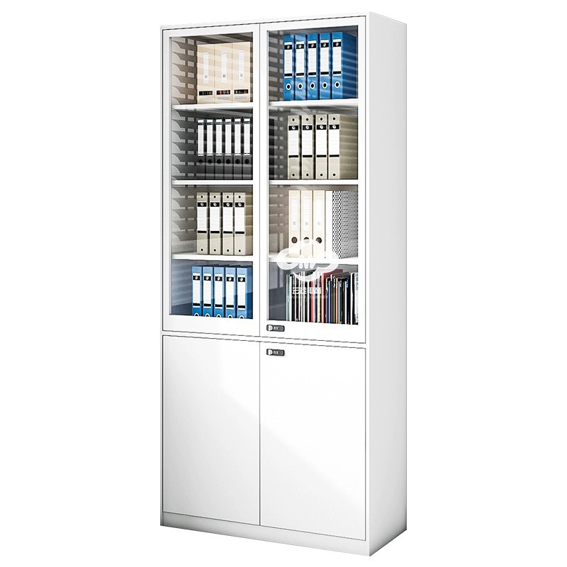 Gabinete de archivos de oficina de 2 metros de altura Gabinete de documentos de información financiera Gabinete de comprobantes de contraseña Cerradura de archivos de hoja de hierro Gabinete de visualización de vidrio