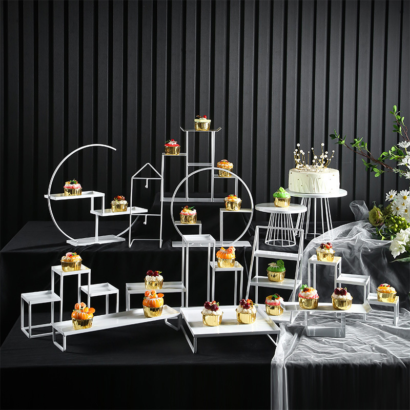 Tabla de postres de estilo europeo decoración estante de exhibición de postres de boda comida fría té descanso estante de pastel estante de mesa de té de la tarde estante de refresco image 27