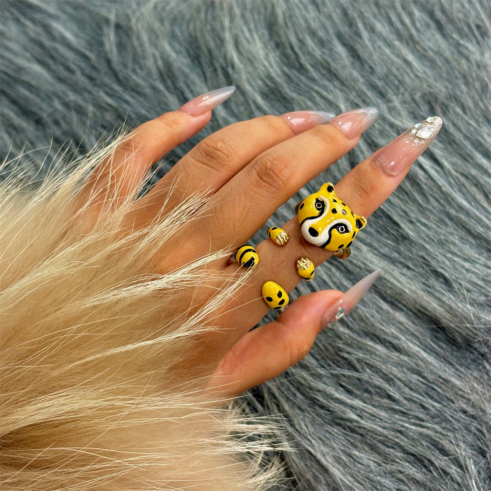 15g Weight Open Rings Classification 1 Set Quantity Holiday, Daily Occasion Alloy Material Animal, Cartoon Pattern All Seasons Season Women's Gender Plating Design Original Design, Cute Style Original Design Cute Animal Cartoon Alloy Plating Women's Open Rings 3