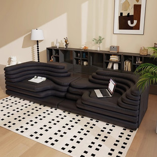 Italian Light Luxury Minimalist Medieval Ladder Sofa Designer Combination Genuine Leather Personalized Creative Living Room Clothing Store Sofa