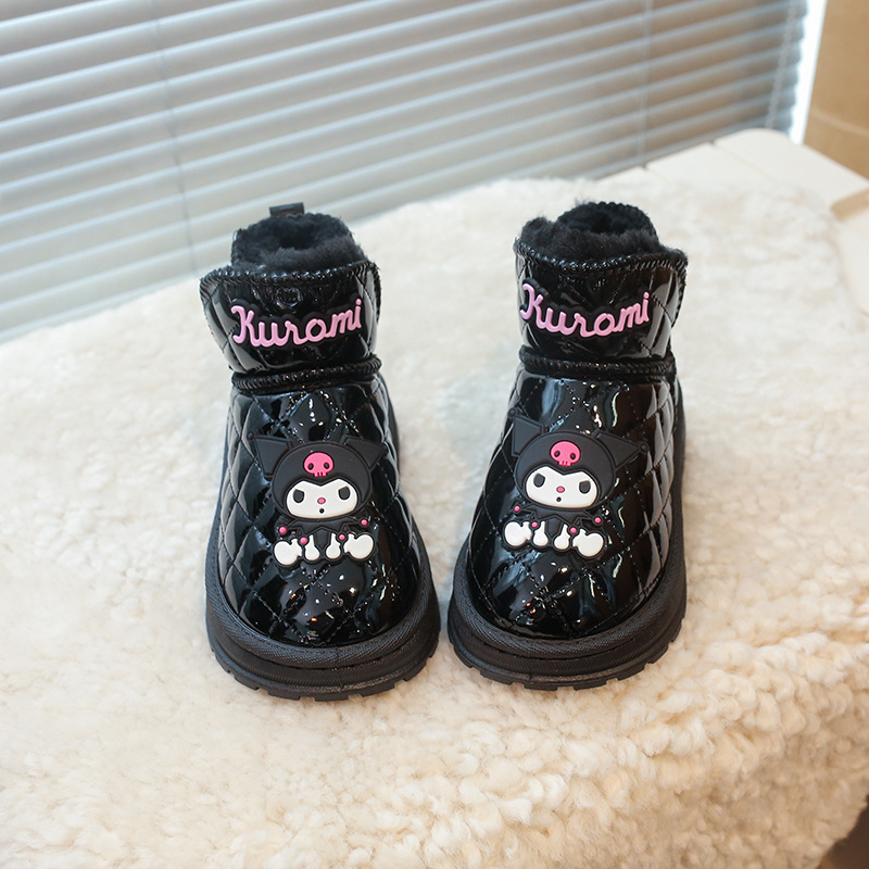 库洛米雪地靴女童冬季2025新款宝宝防水加绒保暖儿童棉鞋女孩靴子