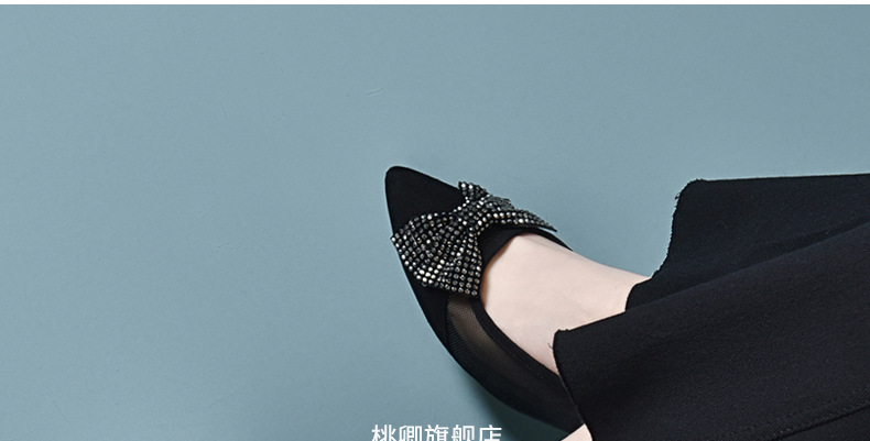 Giày cao gót nữ mũi nhọn da thật gót 5 cm nơ bướm lưới thoáng khí — Chiều cao gót 5 cm gót nhọn chi tiết 28