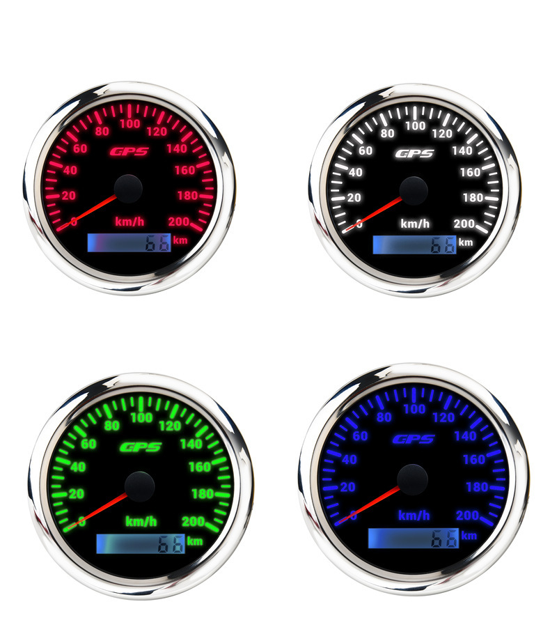 Cross-border dedicated 85mm car modified ship yacht GPS speedometer 7-color backlight 0-200kmh speedometer