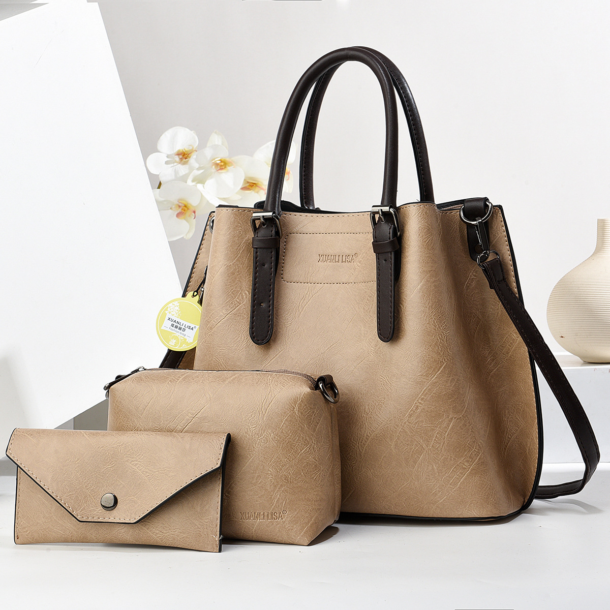 Bolso de cuero suave retro bolso de mano con textura bolso de madre e hijo bolso de mensajero de un solo hombro bolso de mujer simple y versátil bags de comercio exterior