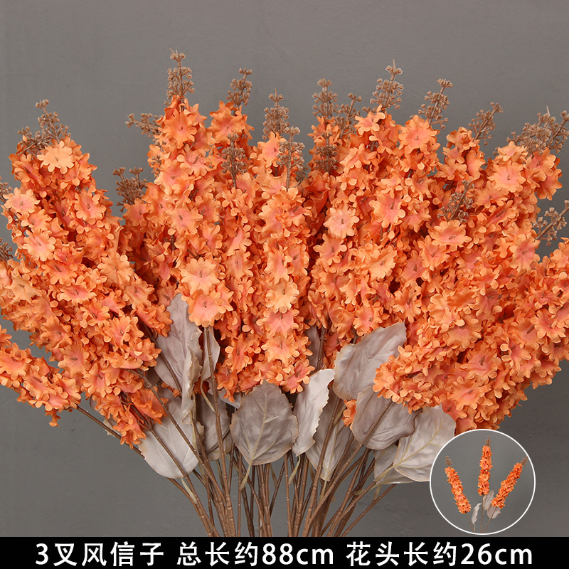 Flores de imitación naranja peonía naranja hortenida neblina orquídea flor flor de boda seda naranja