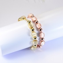 手工水磨猫眼石手链女玫瑰金休闲款金色心形手饰一件代发跨境饰品