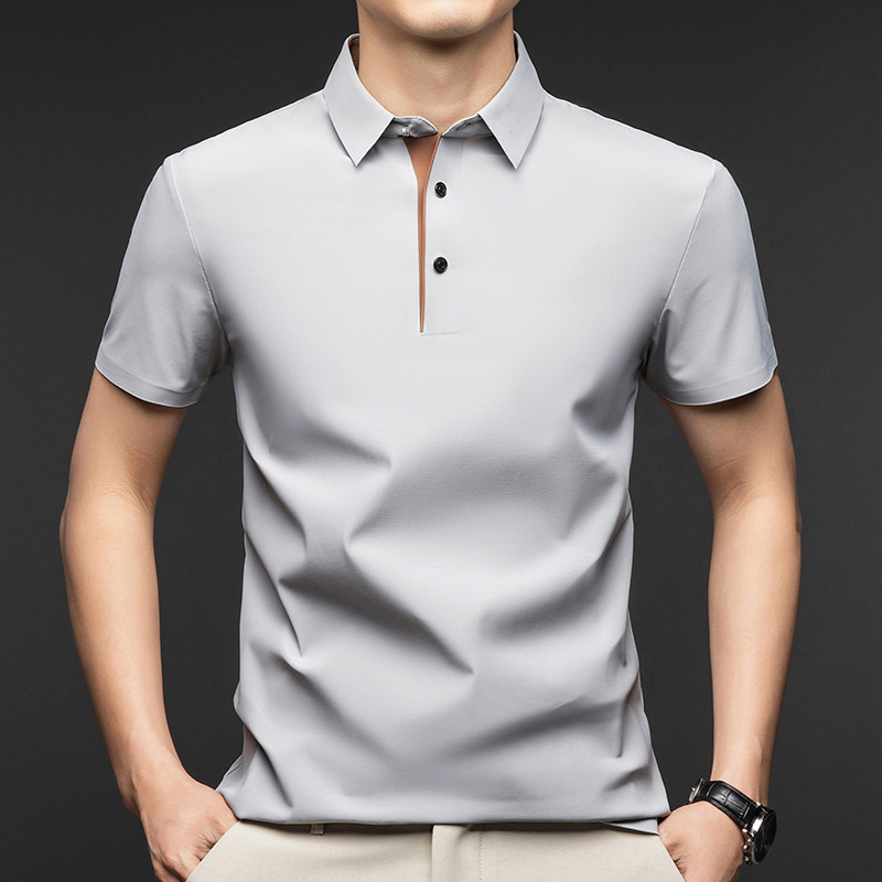 High-End Men's Polo Shirt Short-Sleeved Summer 2024 New Ice Silk Thin Cool Breathable Business Casual Men's Clothing