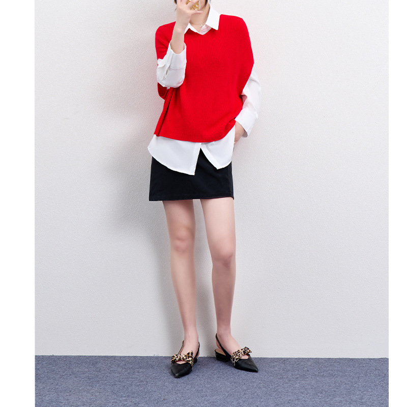 Nuevo estilo coreano Chaleco con cuello en V suéter blogger sentido alta ocultación carne moda casual de punto chaleco suelto ropa exterior de las mujeres image 11