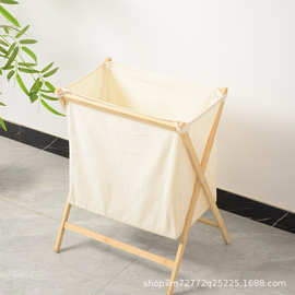 跨境木质脏衣篮卧室可折叠衣物收纳筐便捷式洗衣篓实木家用脏衣篓