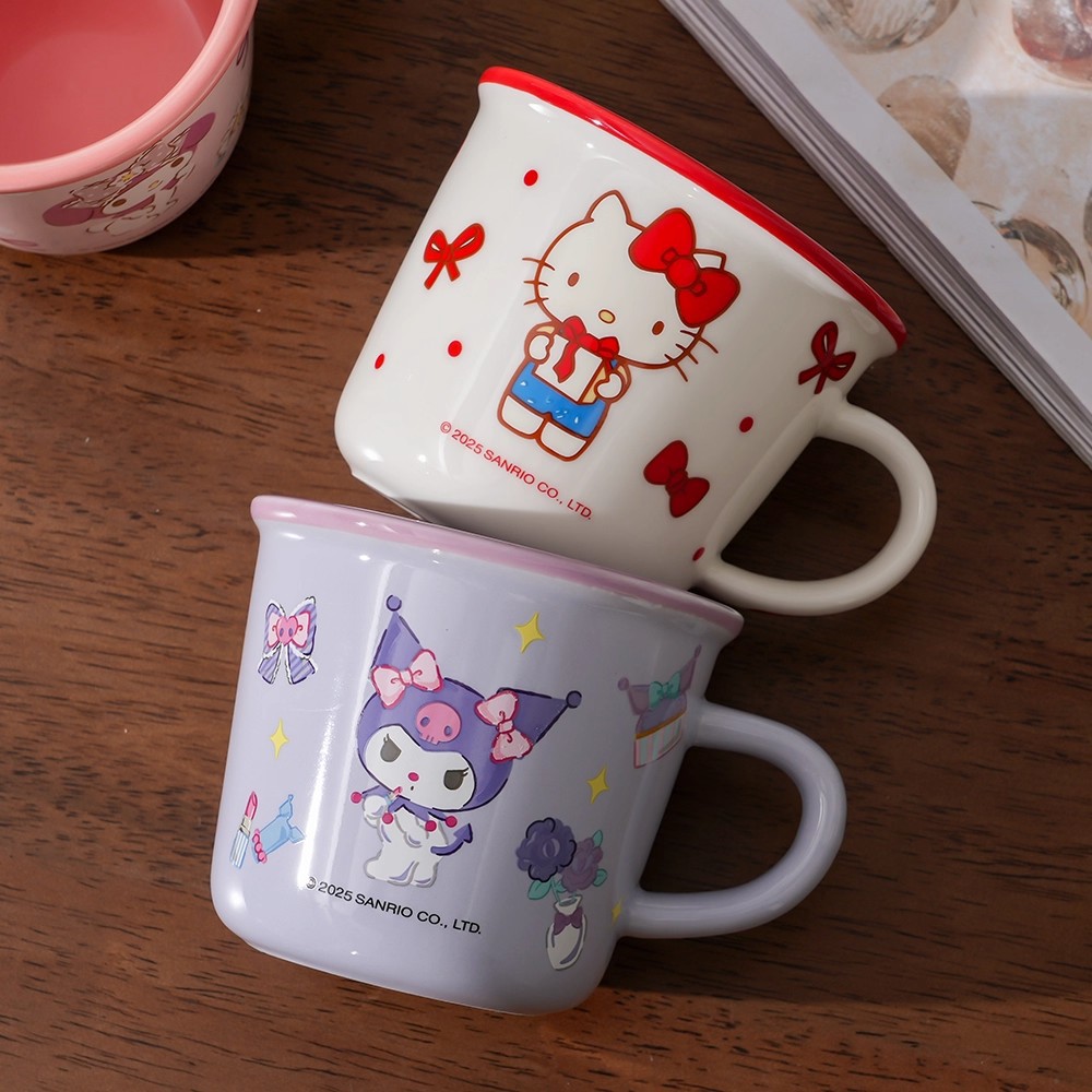 Sanrio tazas de cerámica copas de pareja tazas de agua de regalo de cumpleaños de oficina en el hogar tazas de regalo de niñas nuevas 2025 image 4