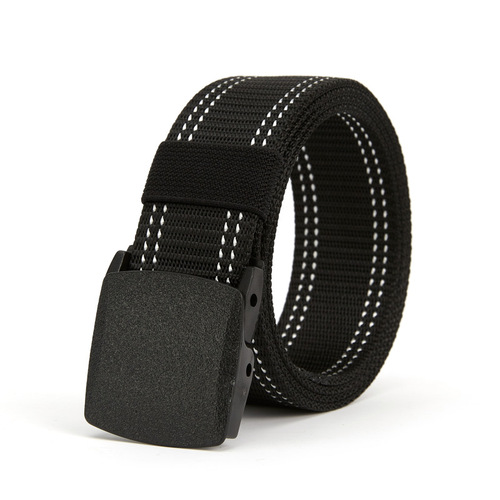 Cross-border nylon belt for men, outdoor sports tactical belt, smooth plastic buckle, metal-free canvas belt