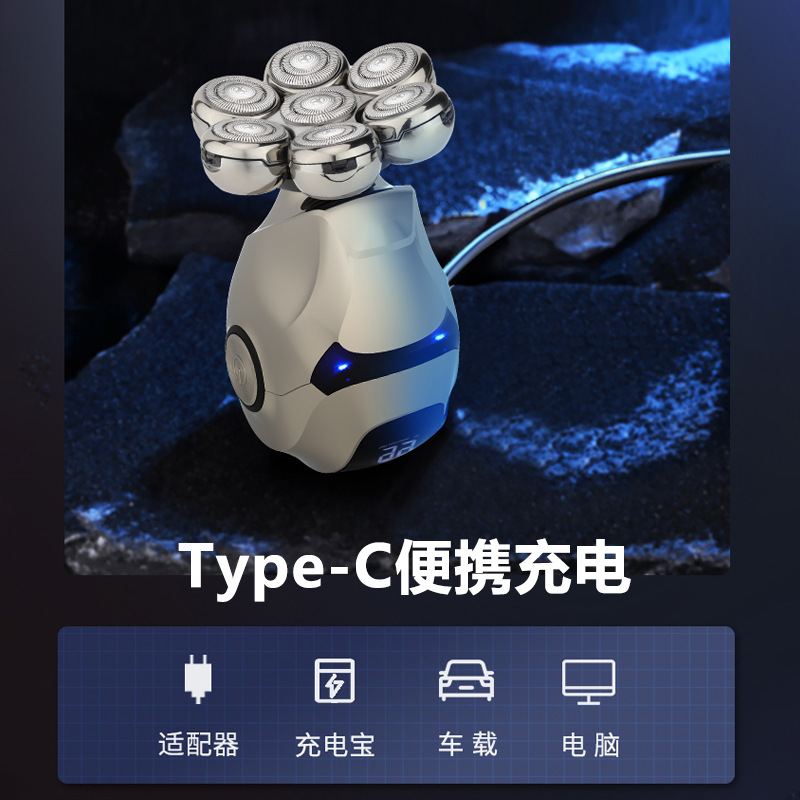 7D multi-función máquina de afeitar eléctrica de los hombres barba cuchillo de afeitar máquina calva cortadora de pelo