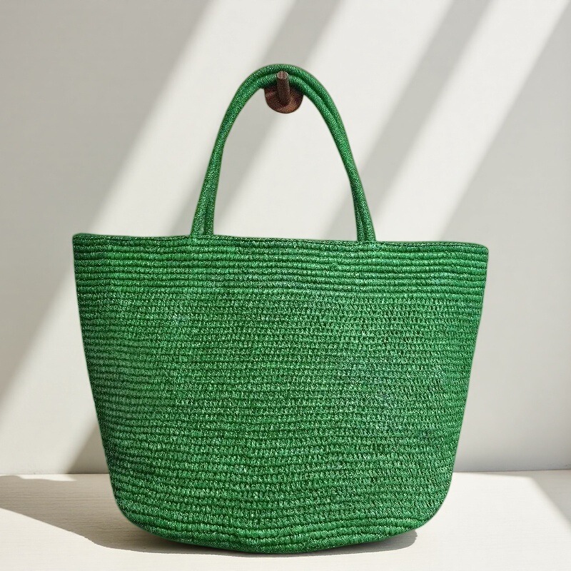 Japanese-Style Raffia Single-Shoulder Straw Bag, New Large-Capacity Woven Tote Bag for Women, Beach Vacation Beach Bag