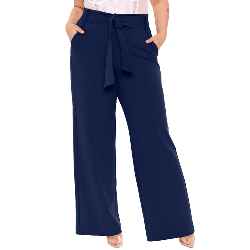 Moda cinturón de moda pantalones de piernas anchas damas primavera y otoño nuevo color sólido pantalones largos largos relajados ociosos para mujeres image 8