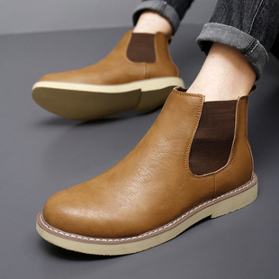 2024 Chelsea Boots Men's Autumn New Arrival Smoke Boots High-top Martin Boots British Style Thick Bottom Ins Trendy Men's Boots