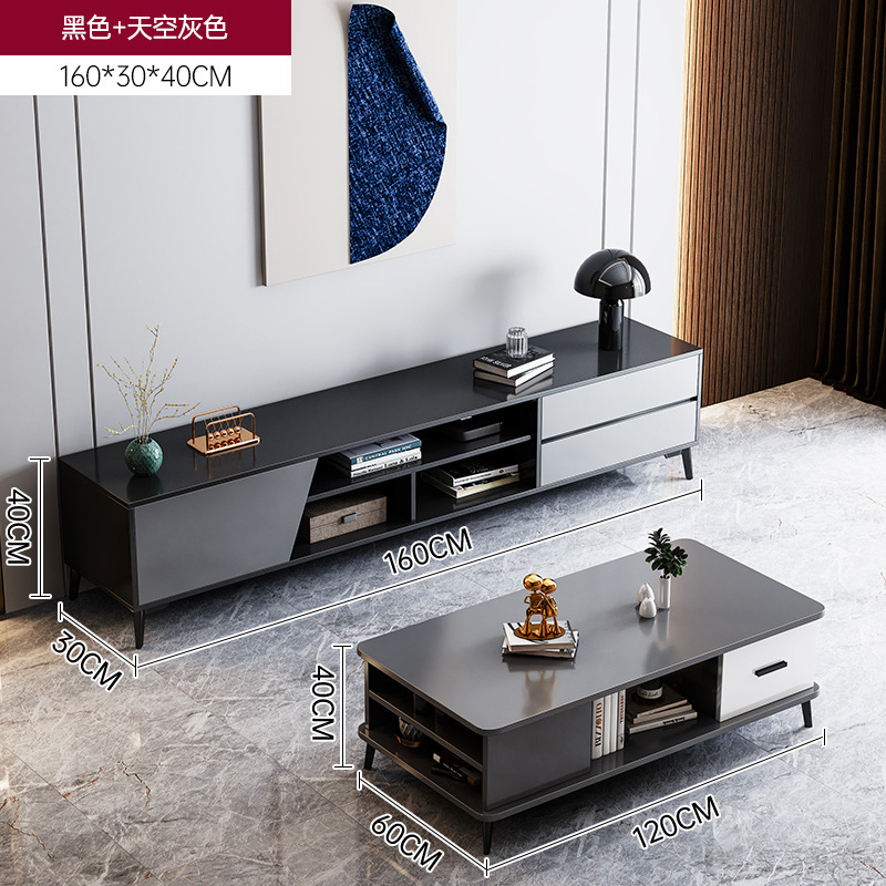 Gabinete de TV simple moderno pequeño apartamento sala de estar luz gabinete de TV de lujo armario de almacenamiento en el hogar combinación de gabinete sub-lado