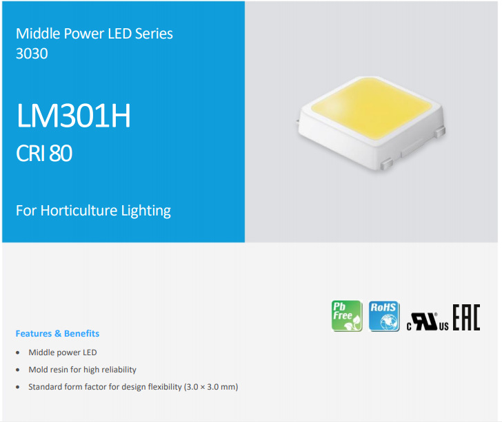 LED 3V 0.5W RA80 3030 LM301H Highlight Effect/PPE SAMSUNG inverted…