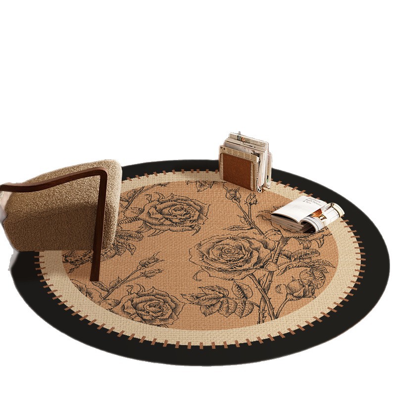 Alfombra de guardarropa retro, sofá de terciopelo belga, mesa de centro, alfombra de silla, alfombra de piso, alfombra redonda, estilo antiguo