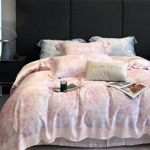 High Quality Bed Sheets and Duvet Covers Double Sided Cool Feeling Tencel 4-Piece Set Luxury Printed Bedding Silk Smooth Naked Sleep 