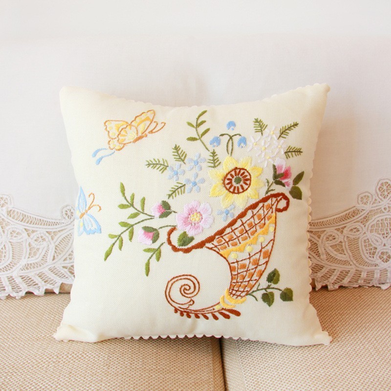 Jinhao bordado fábrica al por mayor hecho a mano bordado Cruz puntada DIY cinta bordado cojín almohada Guangzhou 04