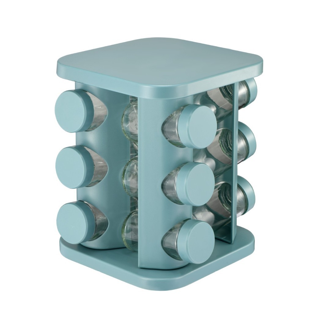 Botella de condimento cuadrada multifuncional de cocina condimento rotativo de plástico para utensilios de cocina domésticos condimento de almacenamiento rotativo