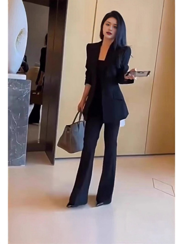 2901预售款大码女装职业休闲西装套装胖mm中长款西服长裤两件套|undefined