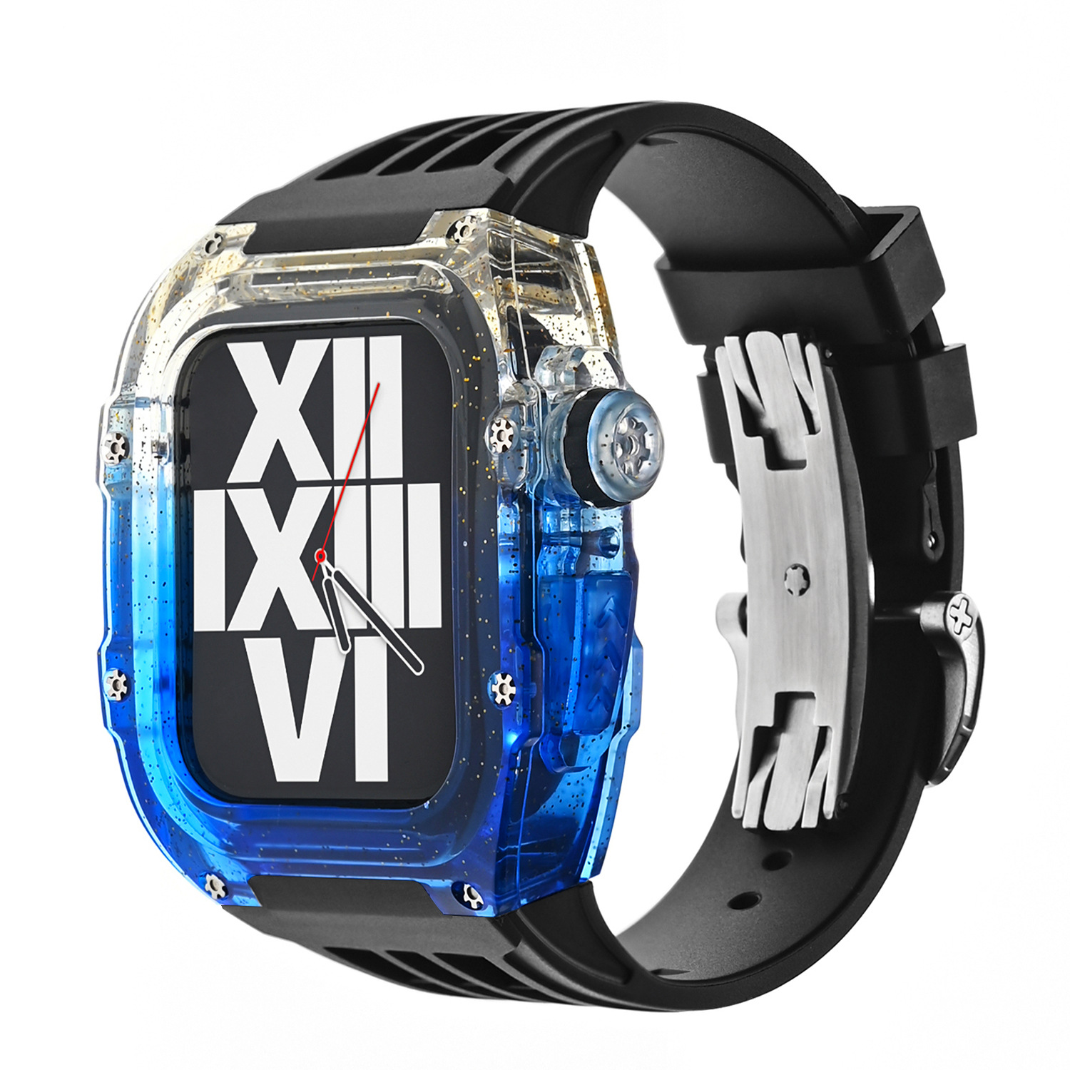 [나비버클] 골드와 블루 그라데이션 쉘-블랙 스트랩