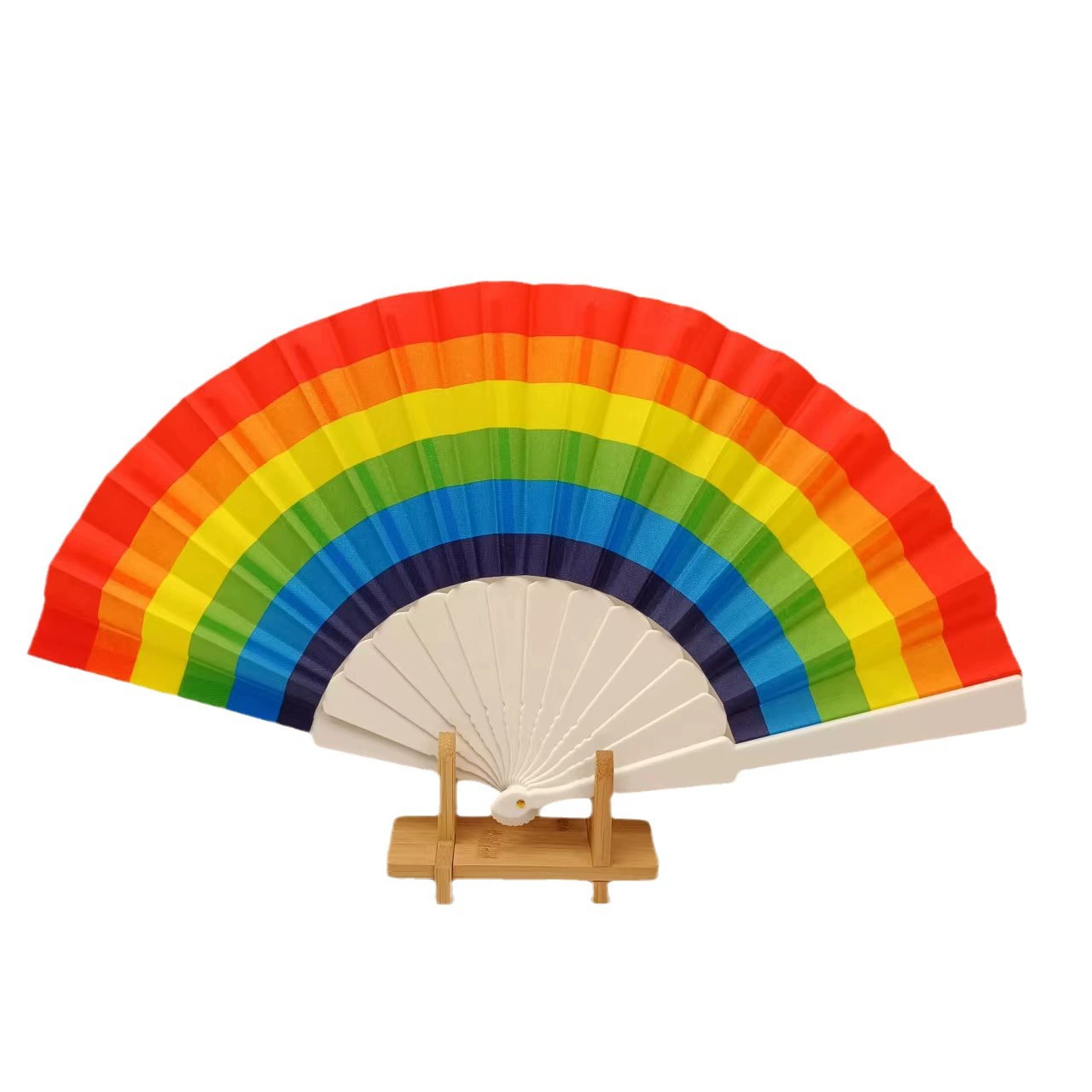 Горячая продажа 23cm радуга складной веер детский веер пластиковый веер танцор веер стреляет реквизит ремесло подарочная ткань веер