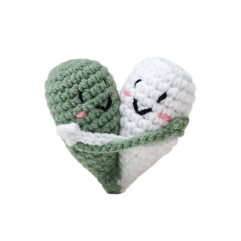 Transfronterizo ganchillo de lana energía positiva amor abrazo bolsa de emoticon tejido a mano amor adornos muñecas juguetes conejos