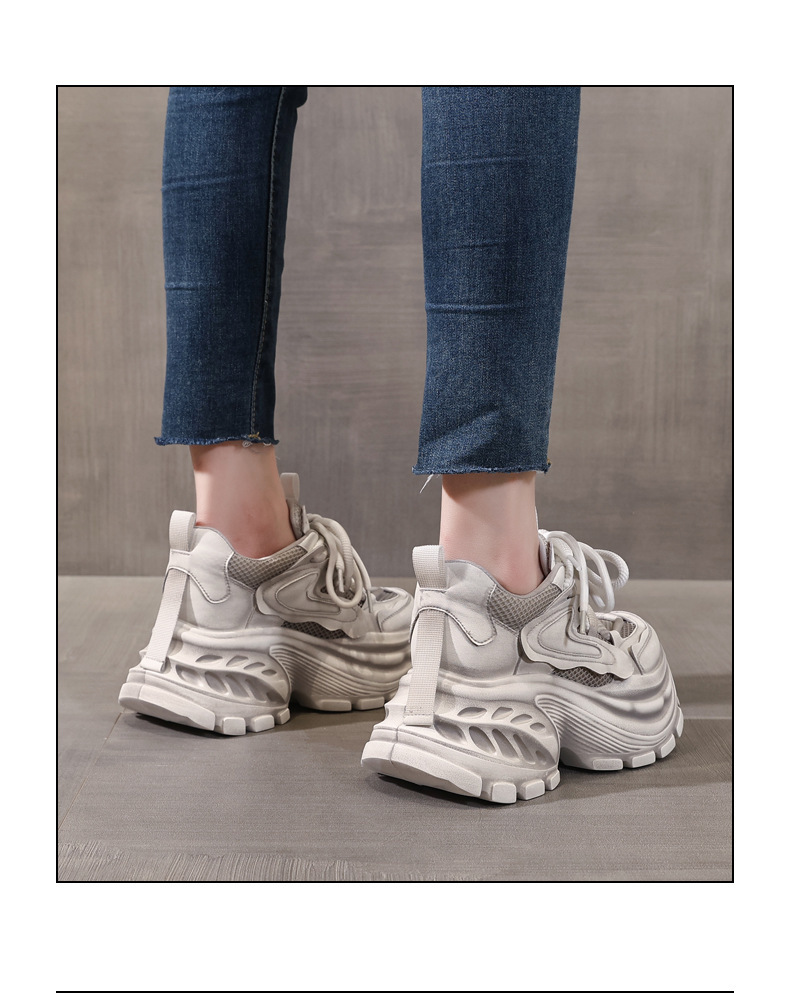 Giày sneaker nữ đế dày lưới thoáng khí phong cách daddy giày tăng chiều cao — màu hồng chi tiết 15