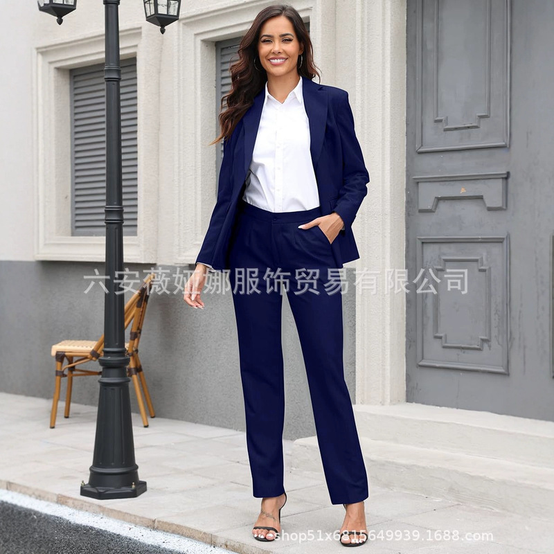 2026 New Style Women's Two-Piece Single-Button Business Suit with Pants, Suitable for Professional Work Attire in the Office