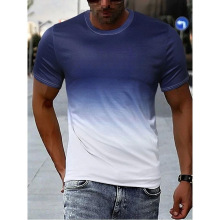 Vintage Men's T-shirt 3D Gradient Print Short Sleeve ops Sum