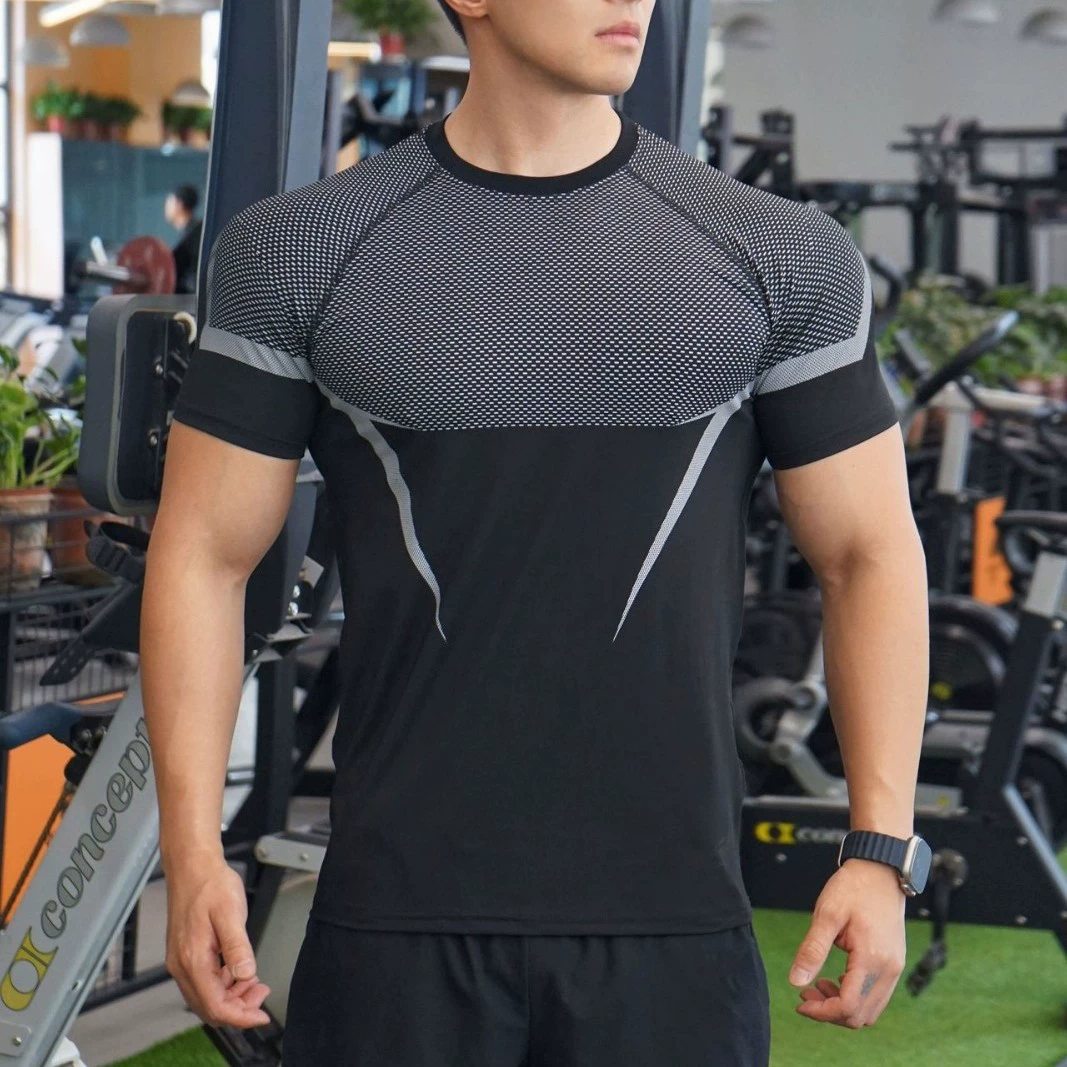 Трансграничное летнее боди для фитнеса и тренировок, новая мужская быстросохнущая дышащая спортивная футболка с короткими рукавами из молочного шелка