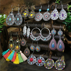Amazon Cross-border New Bohemian Style Colorful Oil Drop Earrings for Women, Ethnic Style Tassel Earrings, Wholesale