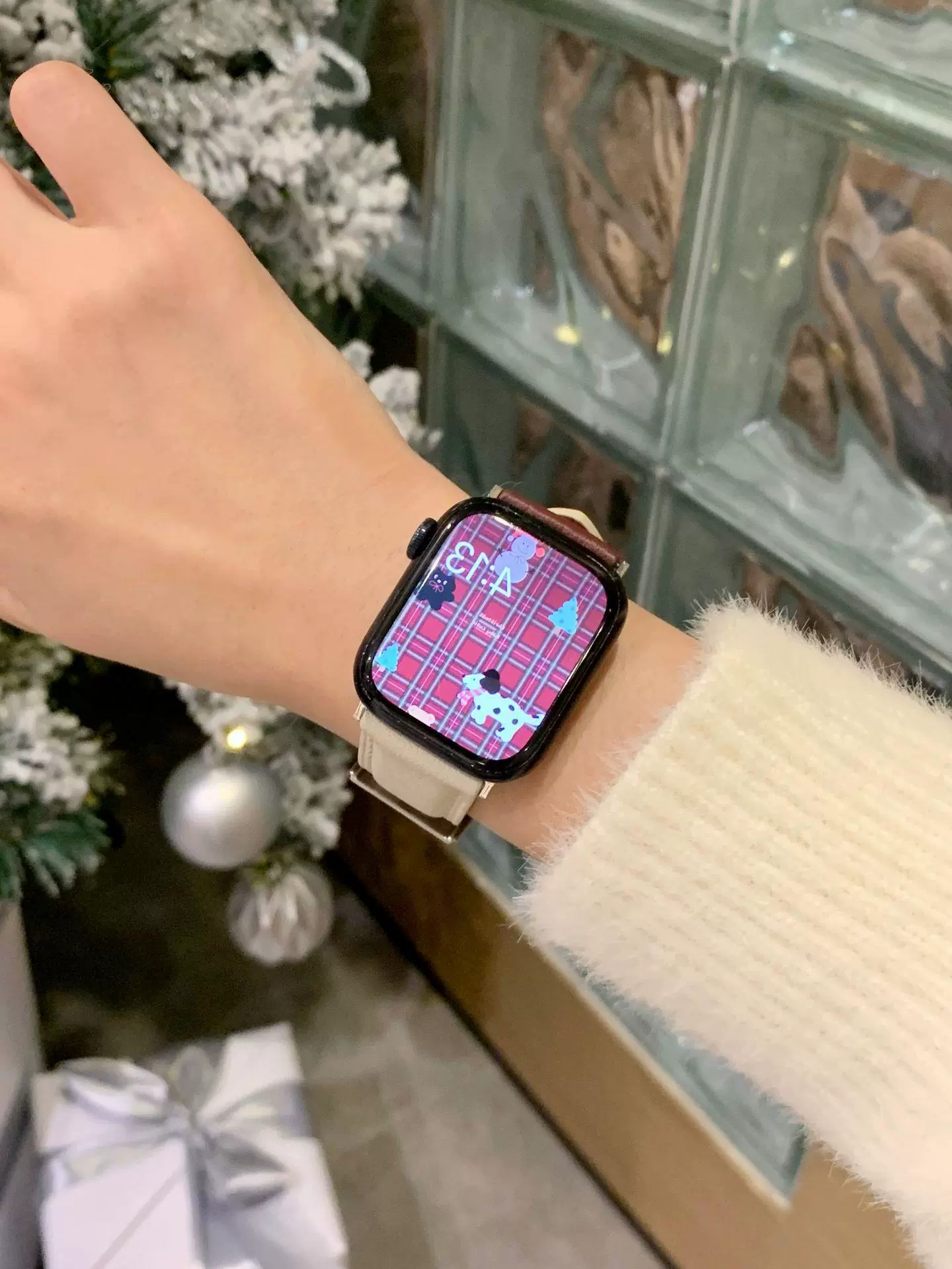 Подходит для ремешка Apple Watch S9, Apple Watch 8, iWatch8 SE, праздничный ремень к Рождеству и Новому году Lamdier