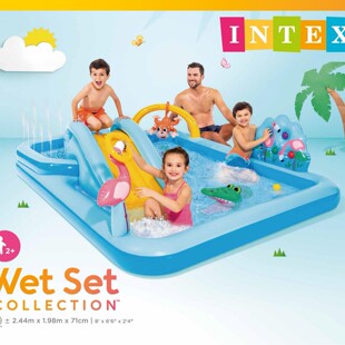 Intex 57161 Crocodile Garden Slide Park Pool with Slide Water Spray Kidsren's Pool Summer Swimming Pool