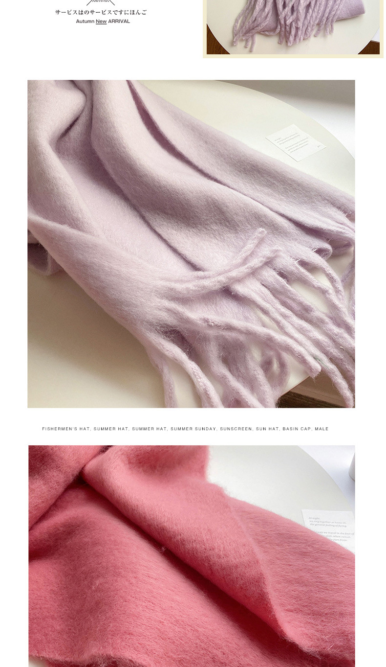 Fluffy Solid Scarf For Women Warm Winter Cashmere Style Shawl_voghion.com