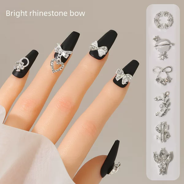 New nail bow love alloy nail decoration moon flower butterfly nail drill manufacturers wholesale jewelry