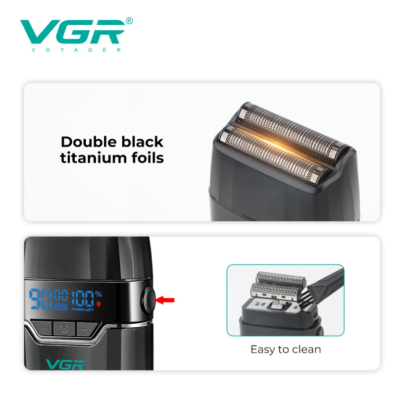 VGR308跨境新款男士专用自刮油头光头增白器数家用显往复式剃须刀|undefined