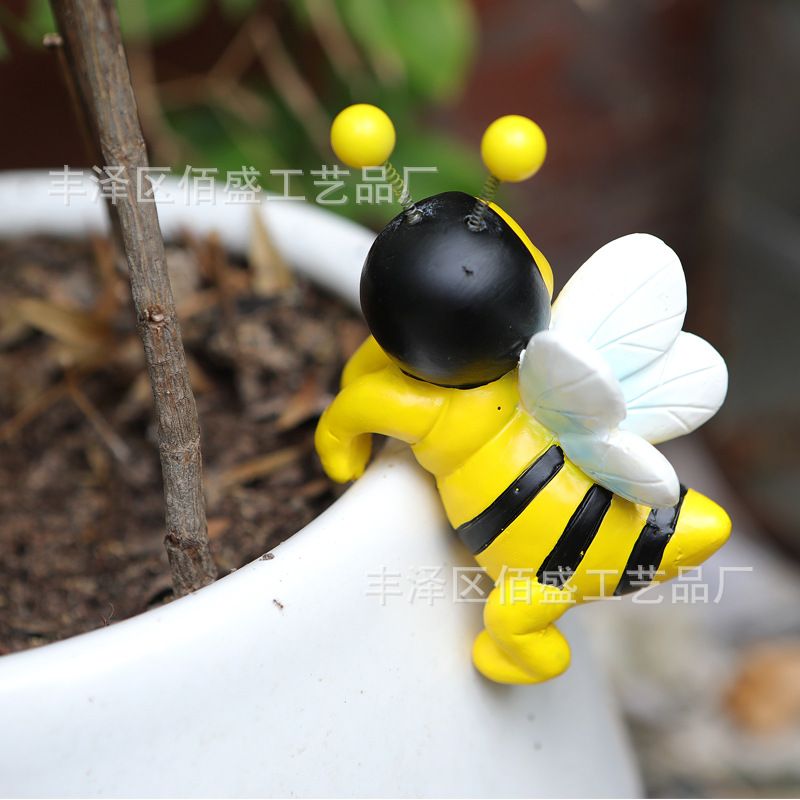 Cross-border encantador dos abejas pequeñas ornamentos vasijas de flores colgantes de resina colgantes creativos regalos de decoración