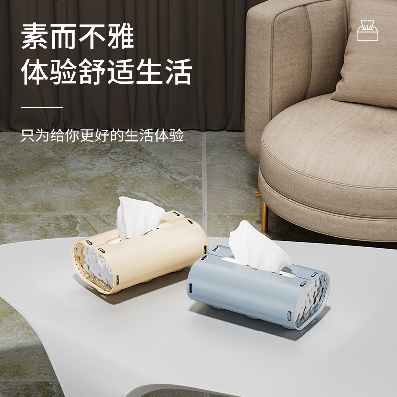 Caja de pañuelos con ventosa, silicona, sin perforación, baño y sala, organizador