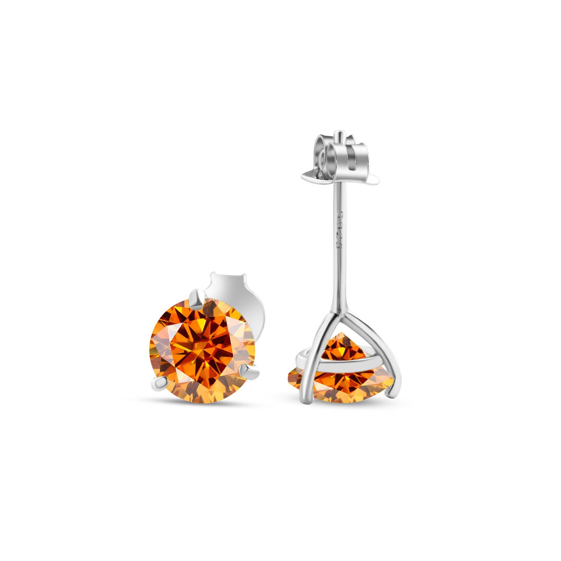 S925 pendientes de plata esterlina 2021 nuevos pendientes clásicos femeninos simple tres garras un quilate adornos pendientes de piedra de moissan