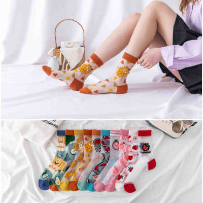 Socks Girls Tube socks Spring and summer new pattern ins Glass Silk stockings solar system lovely crystal Kasi Socks