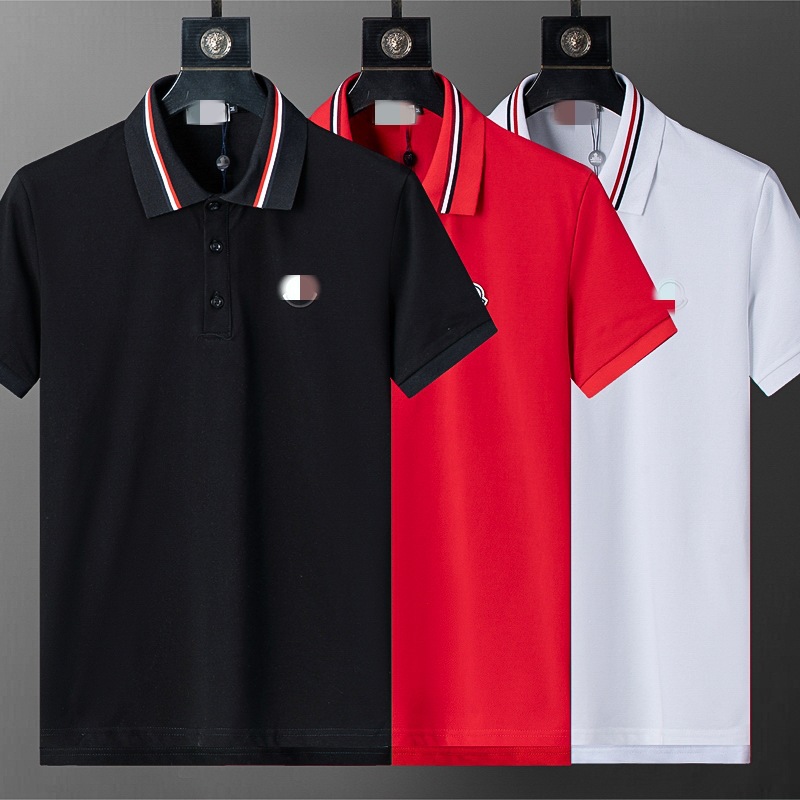 Cross-Border European Station New Polo Shirt Men's Pure Color Business Casual Jacquard Knitted Lapel Short-Sleeved Ready-Made Delivery