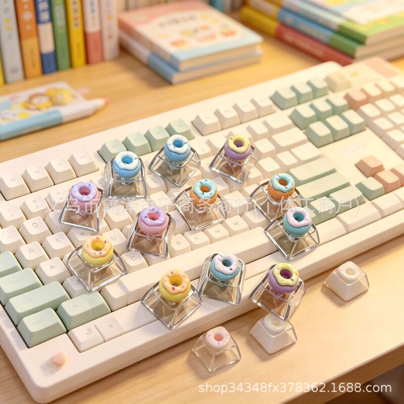 Keyzonic cross-border macaron donut keycaps stress-relief toy DIY cross-axis customized wholesale keycaps Keyzonic cross-border macaron donut keycaps stress-relief toy DIY cross-axis customized wholesale keycaps