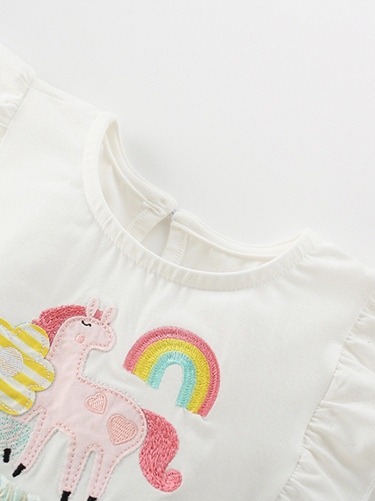 Vestido de niña malwee transfronterizo verano nuevo estilo europeo y americano niños pequeños y medianos cuello redondo manga corta estilo occidental falda de niña