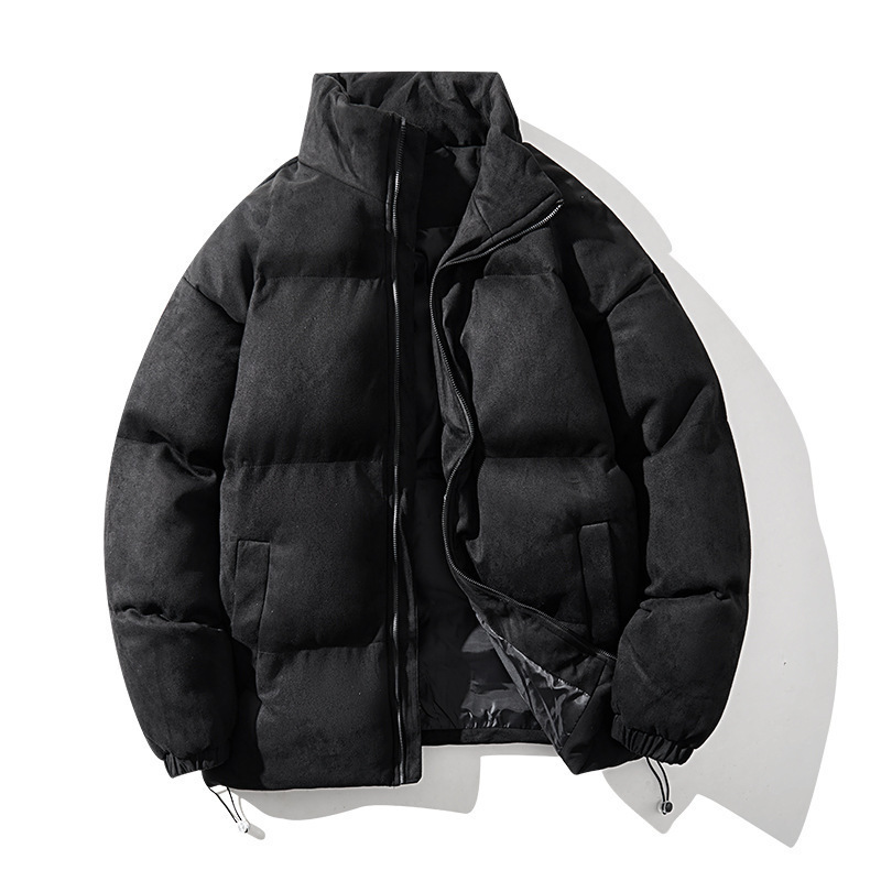 Men's Stand Collar Casual Puffer Jacket – Japanese Streetwear-Inspired Polyester Winter Coat (S-3XL, Lightweight Warmth, Minimalist Design)_voghion.com