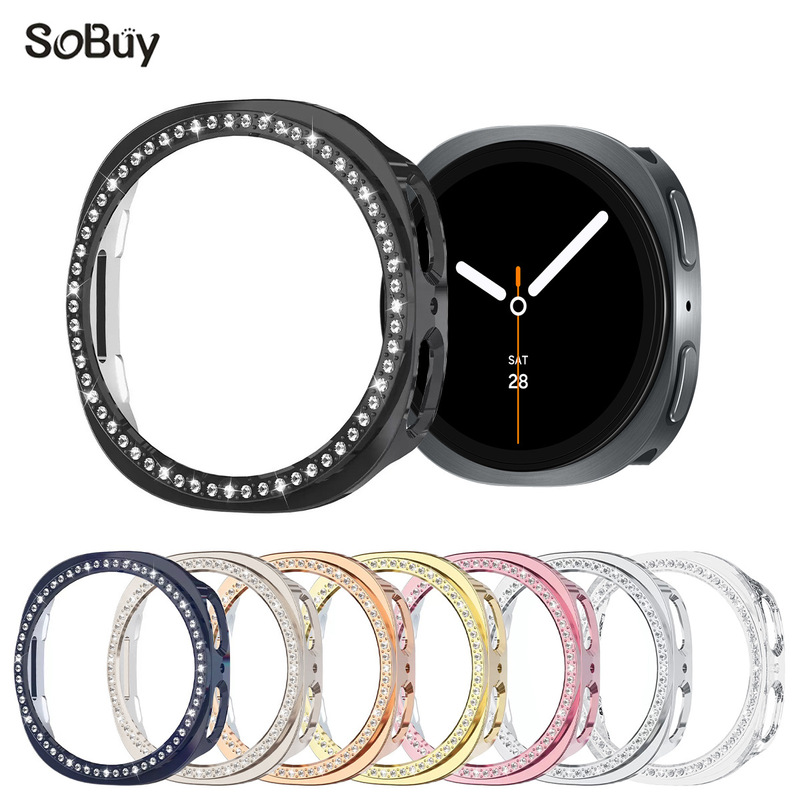 Suitable for Samsung Galaxy Watch8 Diamond Watch Case Watch8 Pc Half-Pack Single Diamond Cut Out Protective Case