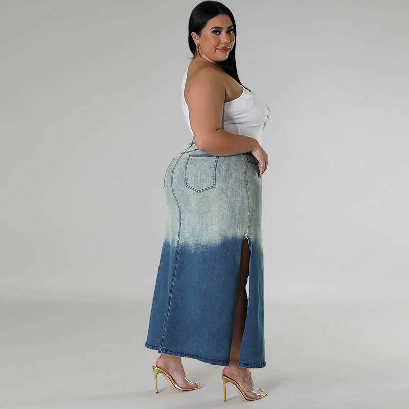 (Cross-border trading), denim skirt, J8011, plus size, gradient
