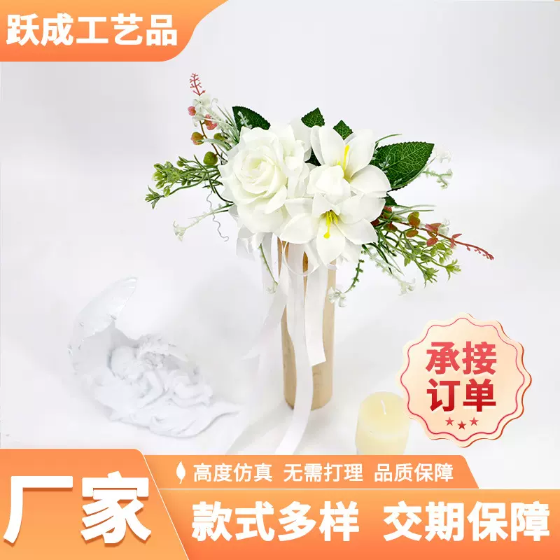 仿真花跨境新款北欧森系户外教堂结婚布置尤加利椅背花婚礼绑花